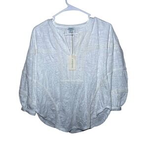 NWT Sundance White Boho Embroidered Tunic Top Size PXS